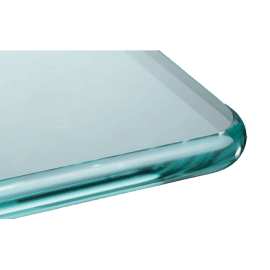 Cubierta de vidrio rectangular canto pulido con esquina redonda 0.30 x 0.76 cms por 5 mm grosor